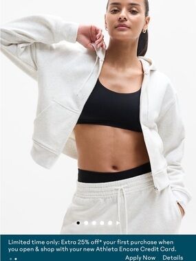 Never worn XS Athleta Forever Fleece full zip sweatshirt in fog grey heather